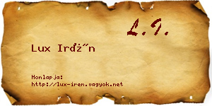 Lux Irén névjegykártya